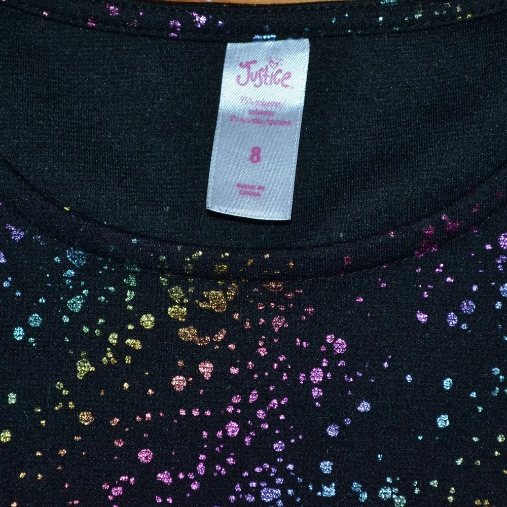 Youth girls black metallic Justice dress, size 8 - Picture 9 of 9